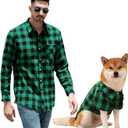 Dog Shirts Plaid Dog Shirt Dog Clothes for Small Medium Large Dogs Owner and Pet Shirts are Sold Separately (S-(1.5-5lb)-Chest~14.17" for Pets, Green&Black Only for Pets)