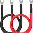 6 AWG Battery Cables 6 Gauge Battery Power Inverter Cable with 5/16 Inch Tinned Copper Lugs Both Ends for Solar Marine Boat RV Car Motorcycle, 2 Pcs (18 in)