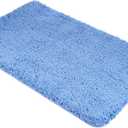 uxcell Bathroom Rug, 31" x 20" Bath Mat Non Slip Quick Dry Soft and Absorbent Polyester Bath Mat Rug Washable Carpet for Bathroom, Bedroom, Kitchen, (Blue) (Blue)