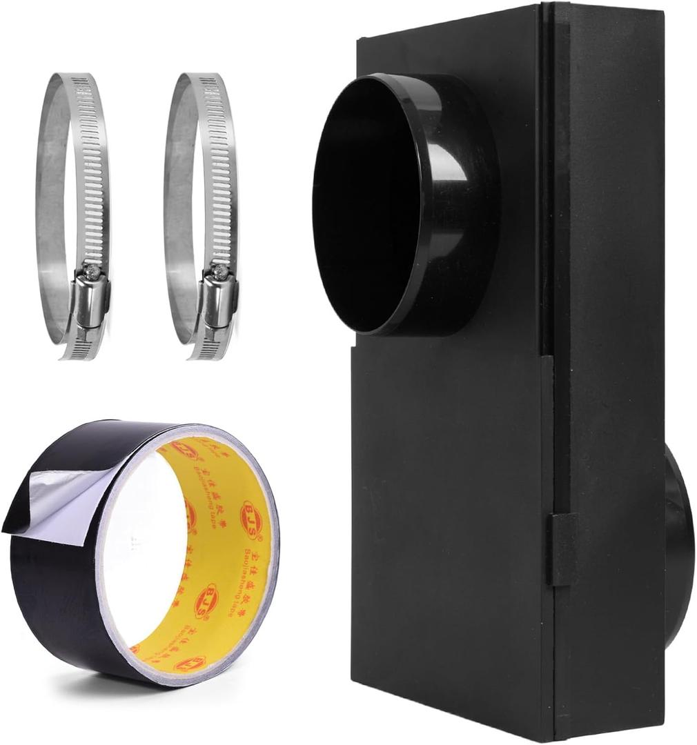 Periscope Dryer Vent Kit 0-5" Adjustable Dryer Vent for Tight Space - BLACK with 2 Clamps & Foil Tape