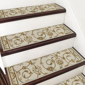 COSY HOMEER-Stair-Treads-for-Wooden-Steps Washable Indoor Stair Treads Non Slip 8" X 30" Soft Stair Carpet Treads Reusable Peel and Stick Stair Runner Rug for Kids, Elders and Pets 15pcs (Taupe/Brown)