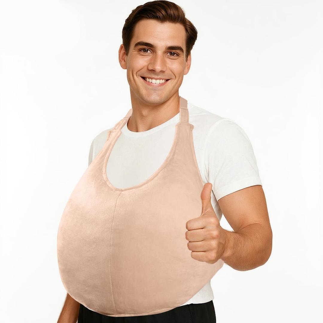 Adjustable Fat Suit Costume  Fake Belly Stuffer with Zipper Padding, Santa Belly for Men Women, Funny Halloween Cosplay & Christmas Costume Accessory