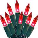 HISHINY Christmas Lights 100 Count Red Christmas Tree String Lights with Green Wire for Outdoor Indoor Christmas Decorations Wedding Decorations Valentines Day Decor,UL Certified (21feet)