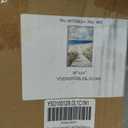 Framed Beach Seascape Wood Artwork: Vertical Rustic Ocean Boardwalk Artwork Vintage Coastal Wave Scene Painting Nature Sea Grass Wall Art Contemporary Nautical Landscape Prints for Bedroom, 36"L x 24"W