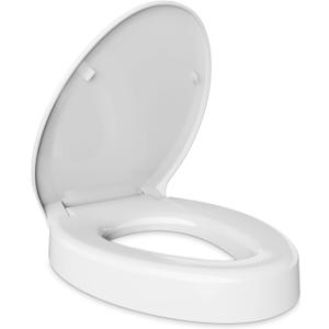 Elevated Toilet seat 3 inch, Elongated Toilet seat risers for Seniors, Slow Close, Heavy Duty, Never Loosen, Raised Toilet seat Elongated Bowl, White(18.5)