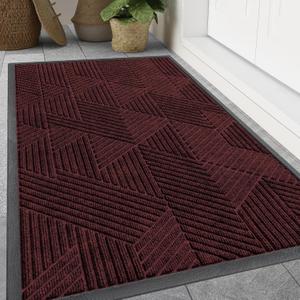 Smiry Front Door Mat Outside Entrance, Low Profile Rubber Doormat, 47x23
