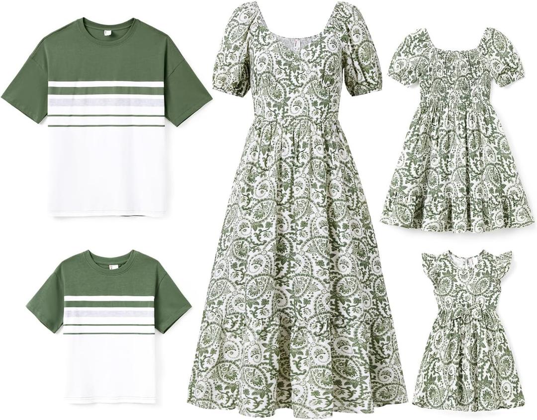 PATPAT Family Matching Summer Outfits, Mommy and Me Matching Shirts Dresses Paisley Print Matching Dresses for Family (3-6 Months, Green Paisley Floral) PATPAT Family Matching Summer Outfits, Mommy and Me Matching Shirts Dresses Paisley Print Matching Dresses for Family (3-6 Months, Green Paisley Floral)