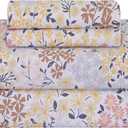 Feather & Stitch Softest 100% Cotton Sheets, 300 Thread Count Percale Weave Bedding, 16" Deep Pocket, Cooling Sheets, Breathable Bed Set, Hotel Premium Quality (Queen, Victorian Floral)