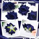Geyoga Flower Hair Clip Set, 7 Pcs Rose Hair Accessories for Women Girls Wedding Dancing Party (Navy Blue)