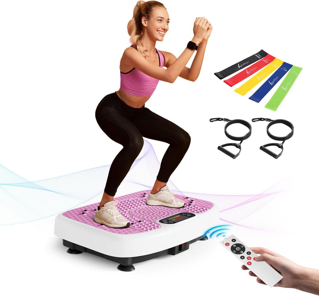 Vibration Plate Exercise Machine for Lymphatic Drainage,Softgym Power Vibrate Stand Shake Board 400 Lbs Capacity Whole Body Workout Waver with Fitness Resistance Bands Weight Loss Gifts for Women Men