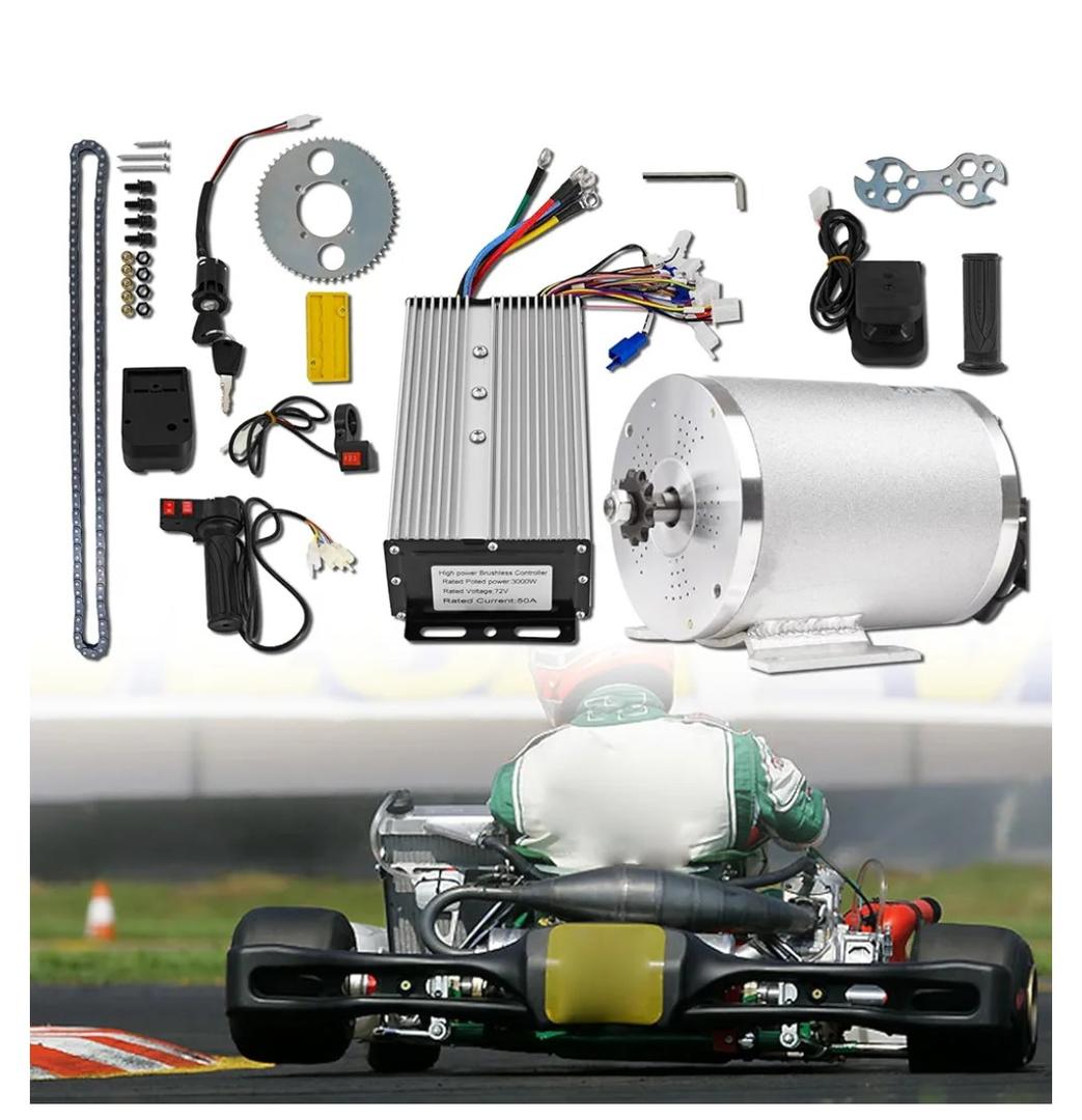 72V 3000W Brushless DC Motor Kit 4900rpm - 5800rpm with 24 mosfet 50A Controller and Throttle Grip for Scooter Bicycle Motorcycle Bike DIY Conversion Kit