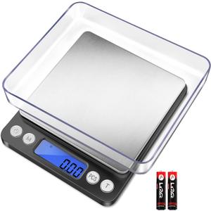 Fuzion Digital Gram Scale with 2 Trays, 500g/ 0.01g Small Jewelry Scale, 6 Units Gram Scales Digital Weight Gram and Oz, Tare Function, Digital Herb Scale for Food, Mini Reptile (Black)