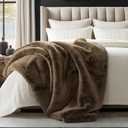 EVERGRACEHOME Luxury Soft Faux Chinchilla Fur Throw Blanket for Couch, Warm Thick Heavy Winter Throw Blanket 1220GSM for Bed, Fluffy Cozy Mink Blanket with Reversible Velvet, Brown Sable, 60"x80"