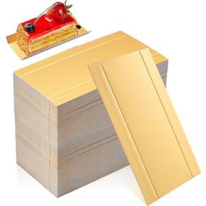 200 PCS Mini Cake Boards, 5  2.8 Inch Small Rectangle Cake Boards, Golden Cardboard Mousse Cakes Base, Rectangular Cupcake Dessert Paper Plates for Party Wedding Birthday Catering Restaurant