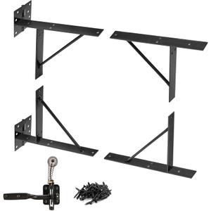 Mofeez Gate Corner Brace Bracket No Sag Kit for Shed Doors Driveway Gates Corral Gates Wood Windows (with Gate Latch)