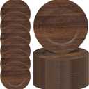 MAONAME 50 PC Charger Plates Bulk, 13" Brown Charger for Dinner Plates, Farmhouse Faux Wood Plate Chargers, Plastic Table Chargers for Weddings, Party