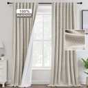 Blackout Curtains, 92 x 64 Inch, Beige, 2 Panel