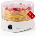 Commercial Chef Food Dehydrator, Five 9.25 BPA-Free Plastic Trays, Dehydrates and Dries Meat, Fruit, Veggies and Jerky, 280W Dehydration Machine, Adjustable Thermostat, CCD100W6, White