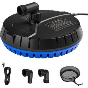 Automatic Pool Cover Pump, 1500 GPH Submersible Water Sump Pump for Pool Draining with 25 Ft Power Cord and 2 Adapters, Water Removal for Swimming Pool, Hot Tub, Pond, Blue