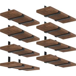 WEKIS Shelf Brackets 12 Inch, Strong Heavy Duty Floating Shelf Brackets Pack of 16, Industrial Metal Iron Matte Black Shelving Brackets 1/5 Inch Thick Brackets for Shelves 16 PCS