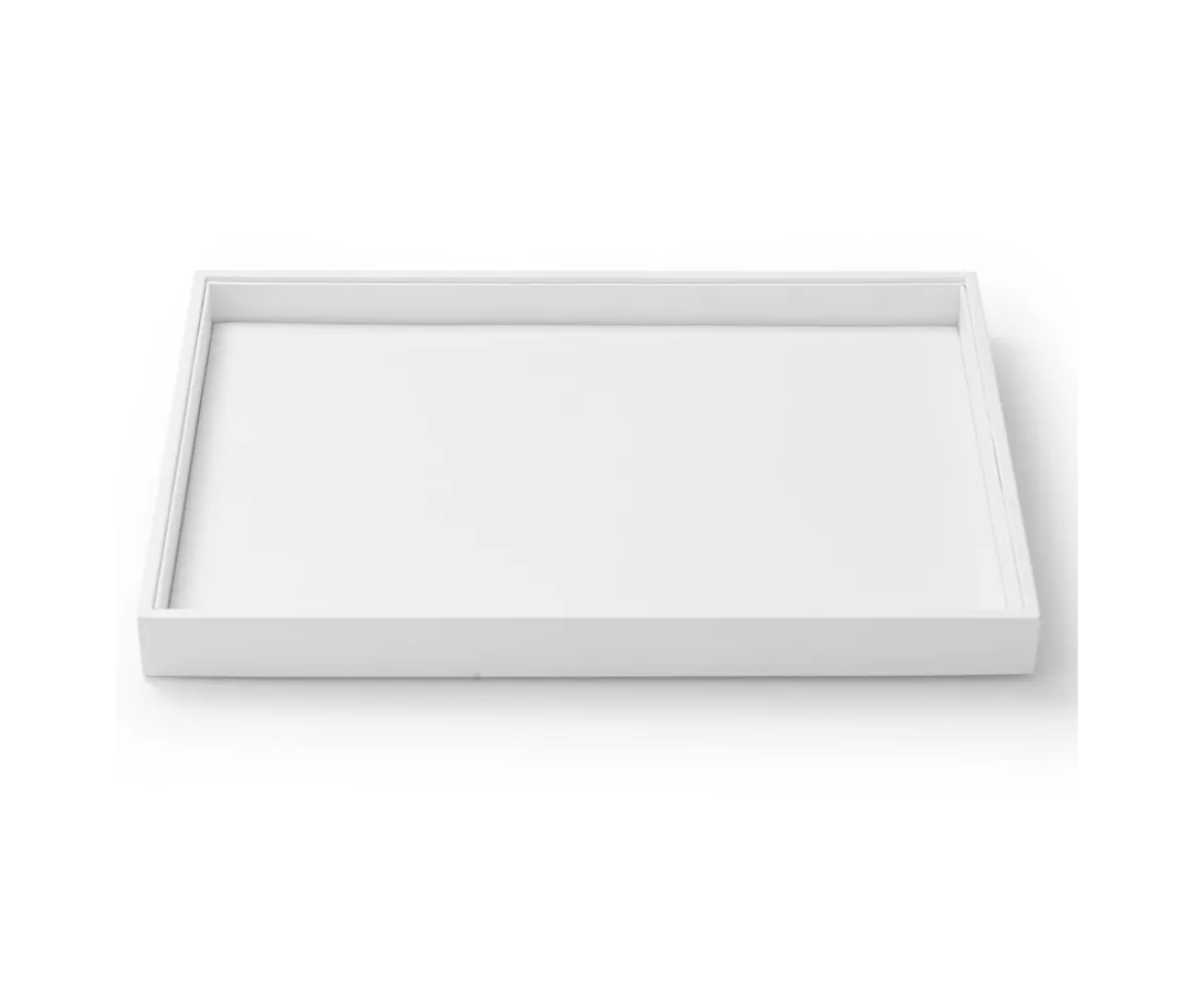 Oirlv Premium White Leather Stackable Jewelry Tray Flat Jewelry Organizer Tray for Jewelry Accessory Trade showcase