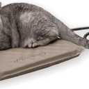 K&H Pet Products Lectro-Soft Orthopedic Outdoor Heated Cat Bed for Outdoor Cat Houses, Safety Listed Automatic Warming Pad, Soft and Flexible, Waterproof, Washable Cover - Small 18 X 14in Tan 20W