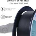ZIRO Carbon Fiber PLA Filament 1.75mm, CF PLA 3D Printer Filament, Reinforced Material 0.8KG Spool, 15% Carbon Fiber Contained, Fits for Almost All FDM 3D Printers, 1.76lbs, Black