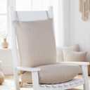Rocking Chair Cushions Indoor Large Set Modern No Tuft Design, Premium Champagne Cream Colored Fabric, Non-Slip Surface, and Secured Ties Indoor Rocking Chair Cushion