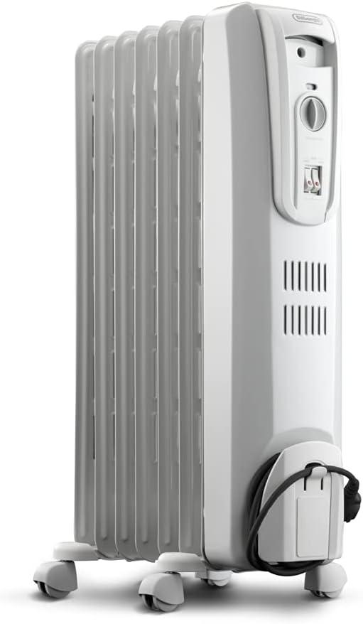 DeLonghi Oil Filled Radiant Heater, 1500W Electric Space Heater - Quiet and Portable with Anti-Freeze Function and Safety Features, TRH0715
