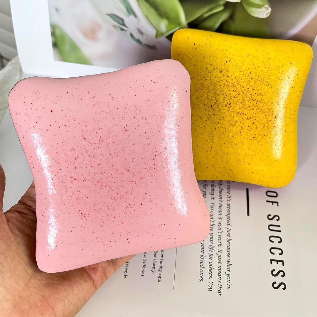 Bread Butter Squishy,Slow Rising SquishyStress BallsStress Relief & Fidget for ADHDParty Favor Gift (Yellow and Pink)