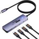 10Gbps USB C Hub: Splitter with 4 USB-C Ports High-Speed Type-C Multiport Adapter 1M(3.3Ft) Nylon Cable Compatible with MacBook Pro/Air, iPad Pro/Mini 6, Surface Pro, Chromebook, Dell XPS and More