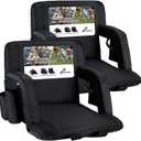 Sportneer Stadium Seats with Back Support: 2.5'' Thick Comfy Cushion 6 Adjustable Angle Bleacher Seat with Armrest - 2 Large Pockets, 2 Cup Holders Stadium Chair for Sport Events Concerts Parks (Black, 2 Pack)