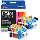 Clorisun LC401 Ink Cartridges Compatible for Brother Printer LC401 401 Work with Brother MFCJ1010DW Ink Cartridges MFC-J1010DW MFC-J1170DW MFC-J1012DW Printer (1Black 2Cyan 2Magenta 2Yellow, 8Pack)