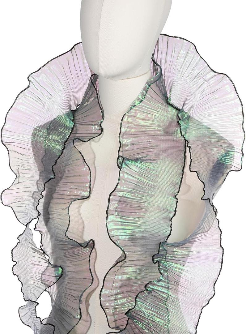 PATIKIL Ruffle Lace Trims, 5 Yards Retro Organza Fabric Trim Tulle Decorative Ruffle Lace Border for DIY Sewing Dress Bag Costume Trimming Craft Cake Decor, Gradient Green