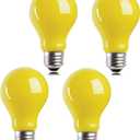 4 Packs 3W A19 LED Bug Light Bulbs Yellow LED Bulbs E26 Outdoor Bug Light Bulb 25W Equivalent 2000K Amber Glow Bug Light Bulb Night Light for Bedroom Garden Patio Porch Backyard Hallway