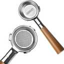 HIBREW 58mm 3 Ear Bottomless Portafilter for H10A Coffee Machine - Stainless Steel with Rosewood Handle - Advanced Espresso Tool for Coffee Enthusiasts