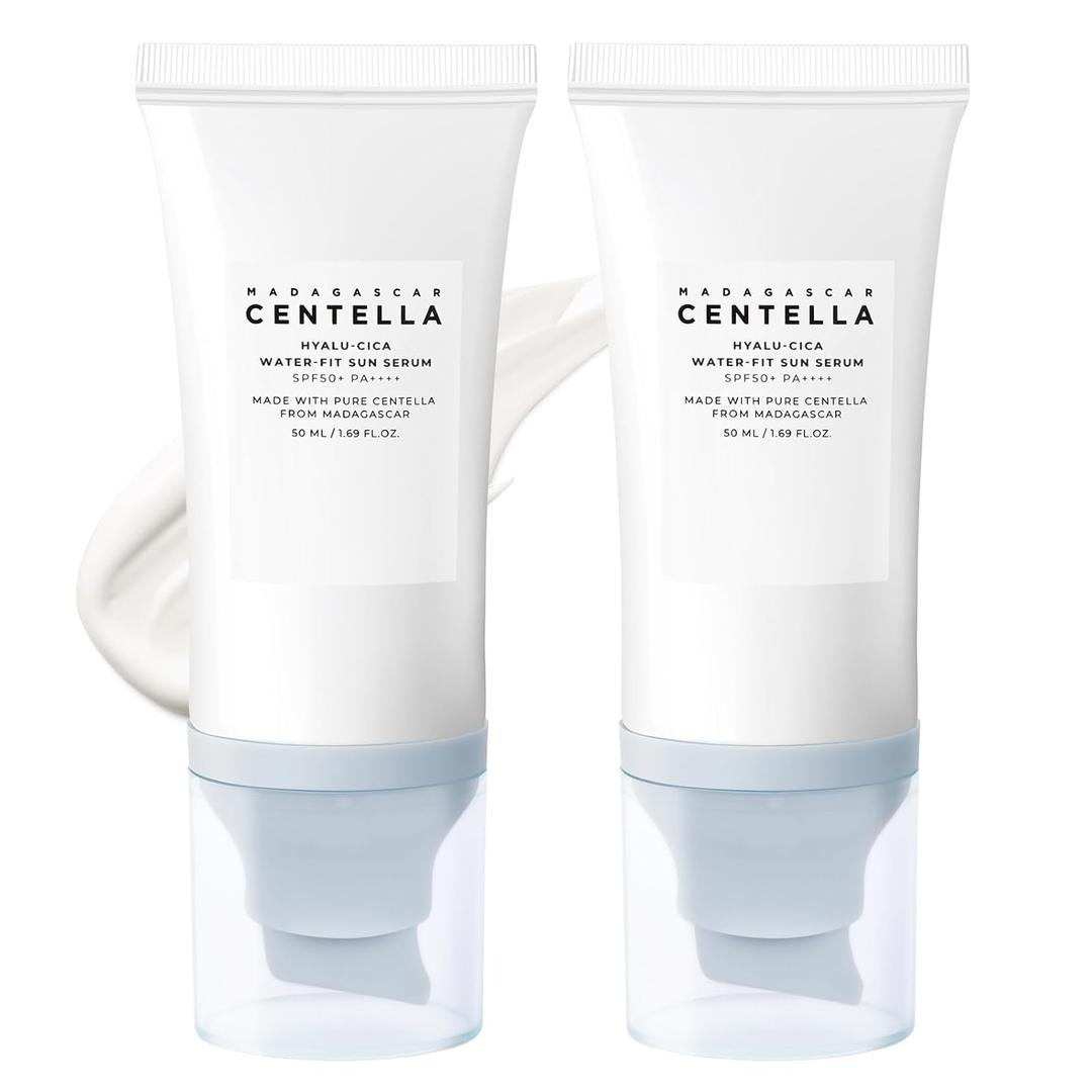 2PCS Centella Sunscreen SPF 50, 50ML Sunscreen Face Serum, Daily UV Defense Sunblock Summer Sunscreen for Face, Travel Essentials for Black Girl