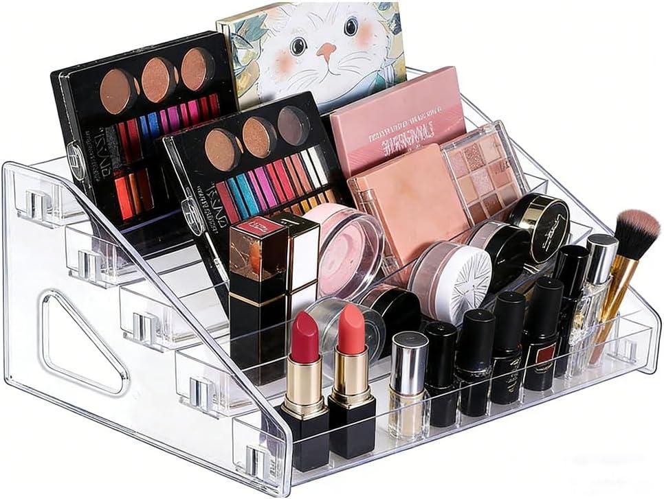 12 Inchs Acrylic Tiered Display Stand 5 tier Acrylic Riser Display Shelf Stands for Card Bookmark Greeting Sticker Postcard