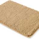 Yeaban Beige Bathroom Rugs – Thick Chenille Bath Mats | Absorbent and Washable Bath Rug Non-Slip, Plush and Soft Rugs for Bathroom, Kitchen, Shower, Sink - 16" x 24"