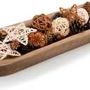 17 Inch Wooden Dough Bowls DecorativeUnique Centerpiece Bowl, Rustic Long Wood Bowl with Hand Carved for Table Centerpiece Decor, Farmhouse Boho Rustic Style Home Decor (17" x 5" x 2" Brown)