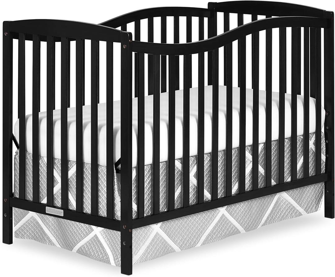 Dream On Me Chelsea 5-In-1 Convertible Crib In Black, JPMA Certified, 53"L x 29"W x 38"H