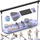 Pilates Board, Multifunctional Rebound Abdominal Board, Foldable Pilates Reformer Set, Ab Core Trainer Machine, Ab Exercise Board, Abs Workout Equipment for Women Home Gym Equipment (Purple)