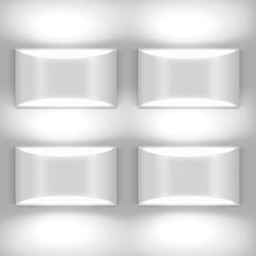 Aiilsmp 4 Pack White LED Wall Sconce Hardwired Indoor Wall Lights Up and Down Wall Mount Light for Living Room Bedroom Corridor Hallway Conservatory Cool White 6000K(with G9 Bulbs)
