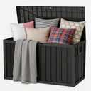 75 Gallon Outdoor Storage Box Waterproof,350LBS Lockable Patio Storage Box for Patio Cushions,Garden Tools and Tools Storage,Outside Storage Box-Black