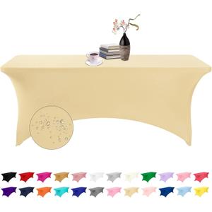 Spandex 6ft Waterproof Table Cover for Party,Wedding, Banquet, and Events(Champagne)