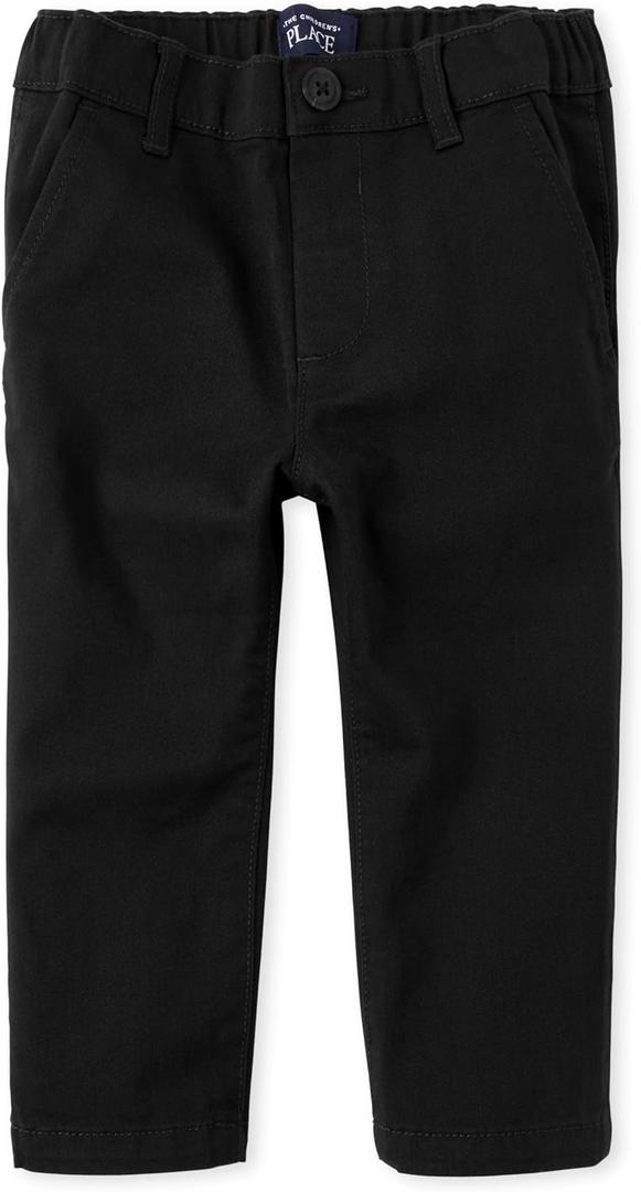 and Toddler Stretch Straight Chino Pants (4T, Black Single)