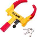 Tevlaphee Universal Wheel Lock Heavy Duty Security Trailer Wheel Lock Anti Theft Wheel Locks for Cars SUV Camper Motorcycle Trailer Great Deterrent Bright Color with 3 Keys (Red-Yellow)