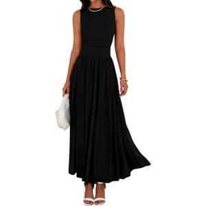 BTFBM Summer Maxi Dresses for Women 2025 Sleeveless Casual Ruched High Waisted Tank Long Sundress Flowy Beach Dress XL