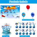 Airplane Birthday Party Decorations, Airplane Theme Party Supplies including HAPPY BIRTHDAY Banner Airplane Party Backdrop, Cake toppers Balloons for Airplane Birthday Party