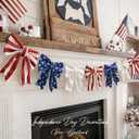 4th of July Decorations - 6.5 Ft Patriotic Bow Garland - Memorial Day Decor - America 250th Anniversary Decoration - Fourth of July Home Party Supplies Independence Day Accessories for Indoor Outdoor